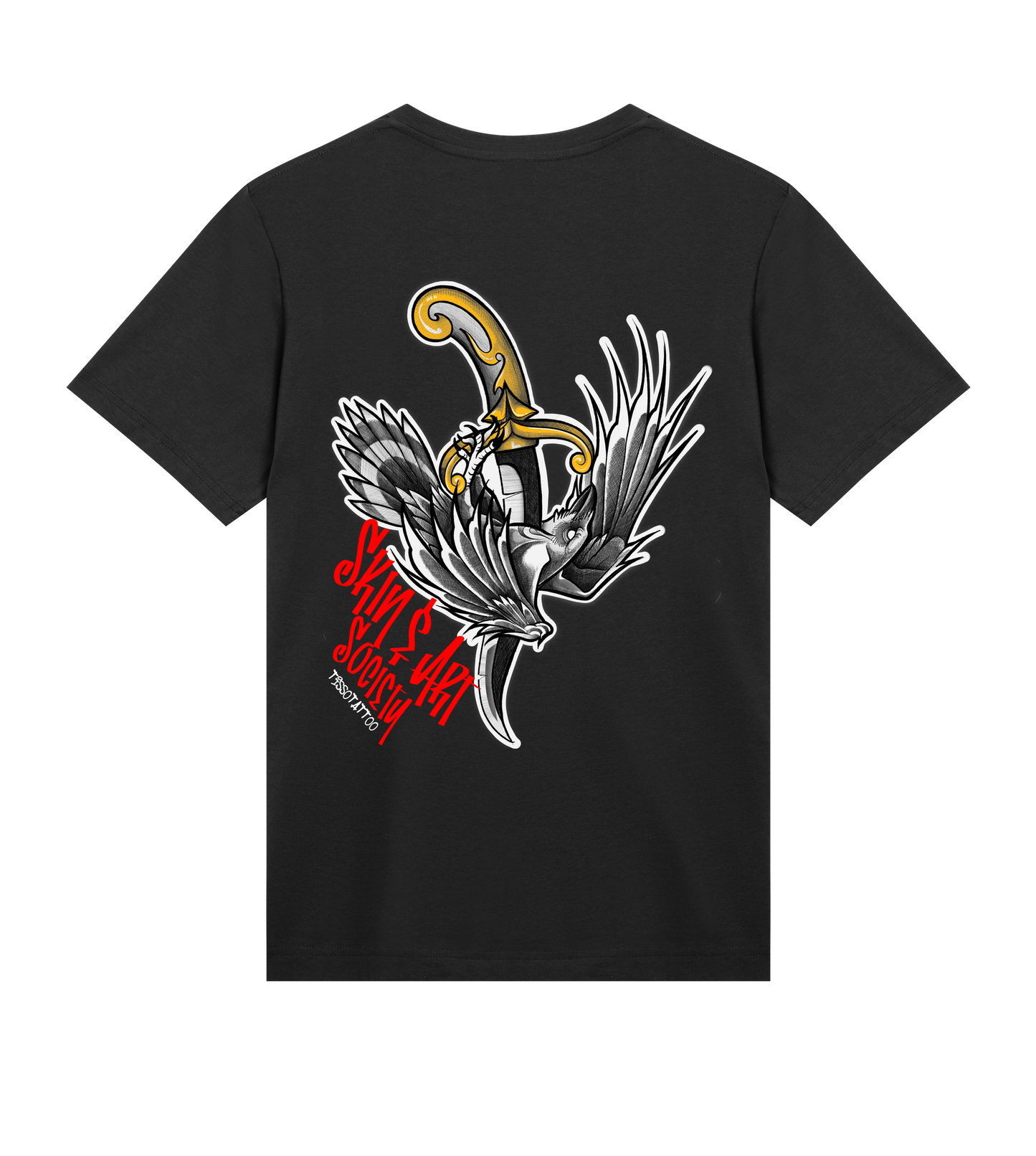 "Raven and Dagger" Tattoo Design T-Shirt Herren
